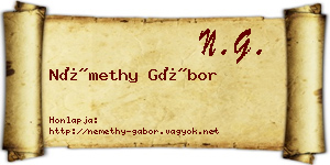 Némethy Gábor névjegykártya