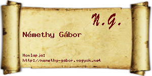 Némethy Gábor névjegykártya